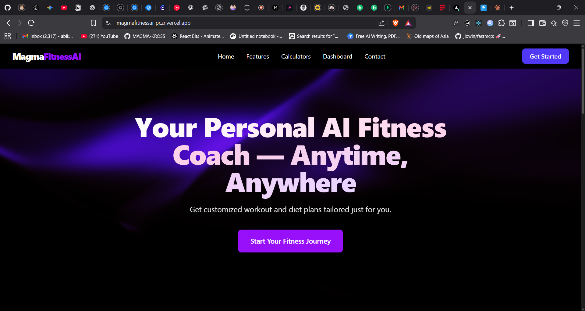 Screenshot of Magma Fitness AI